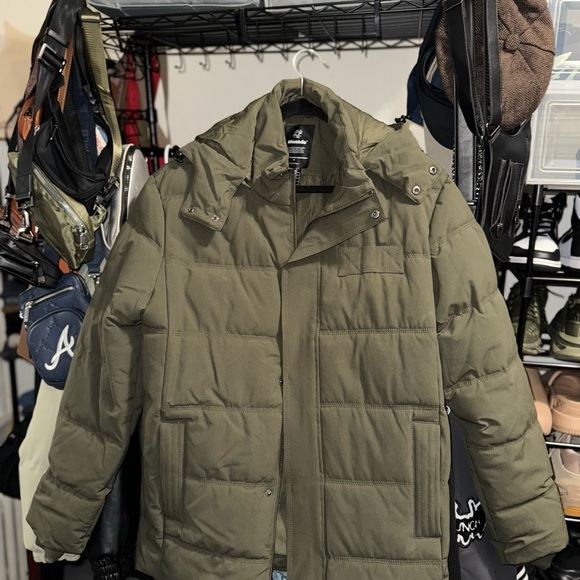 Men's Dark Green Puffer Jacket - Picture 2 of 7